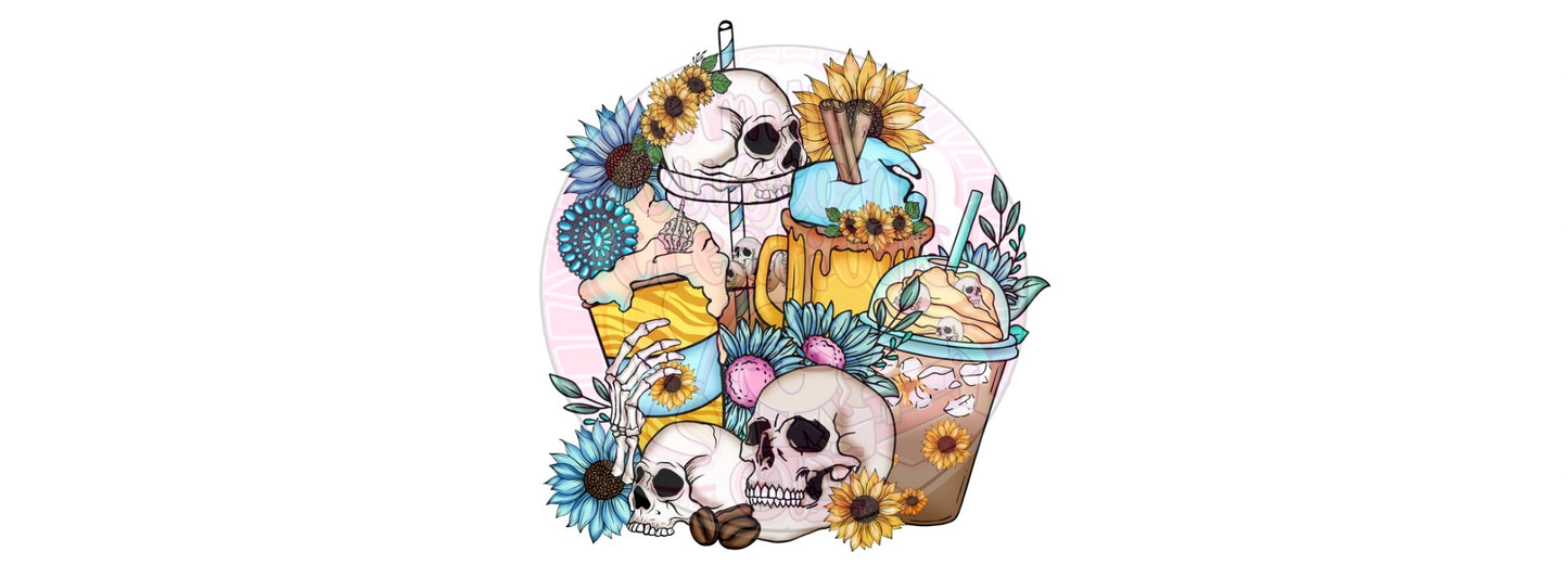 Coffee skulls | 16oz glass can wrap | DIGITAL DOWNLOAD