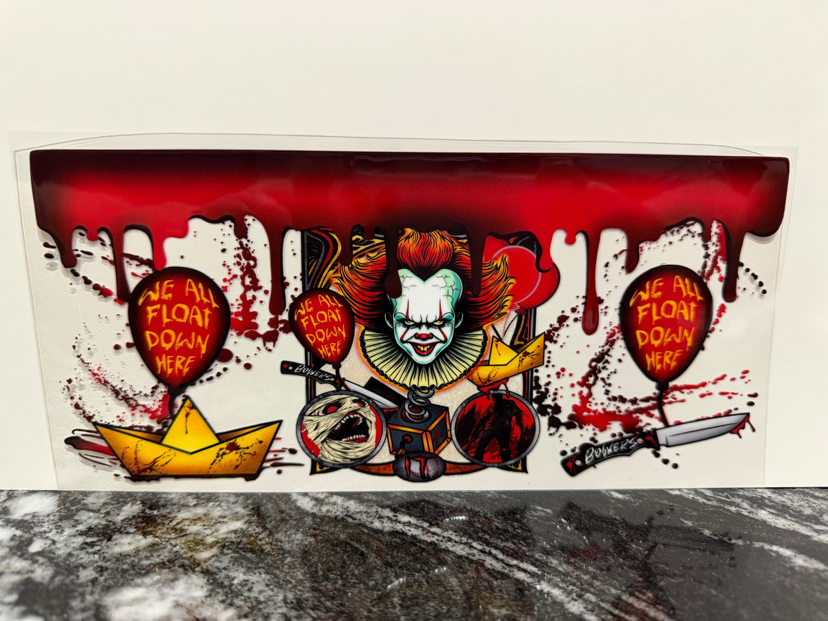 Scary clown blood drip | 16oz UV DTF wrap
