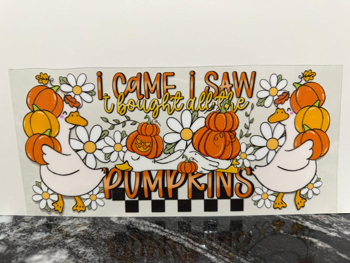 I came I saw I bought pumpkins | 16oz UV DTF wrap
