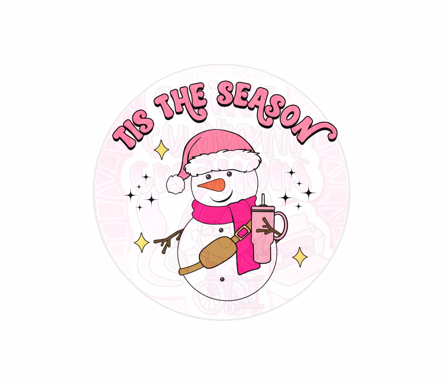 Tis the season pink snowman 20oz tumbler wrap DIGITAL DOWNLOAD