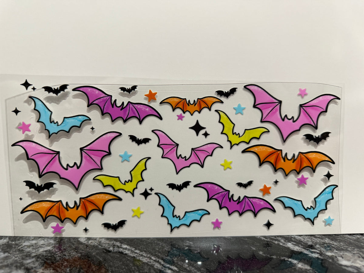 Colourful bats | 16oz UV DTF wrap