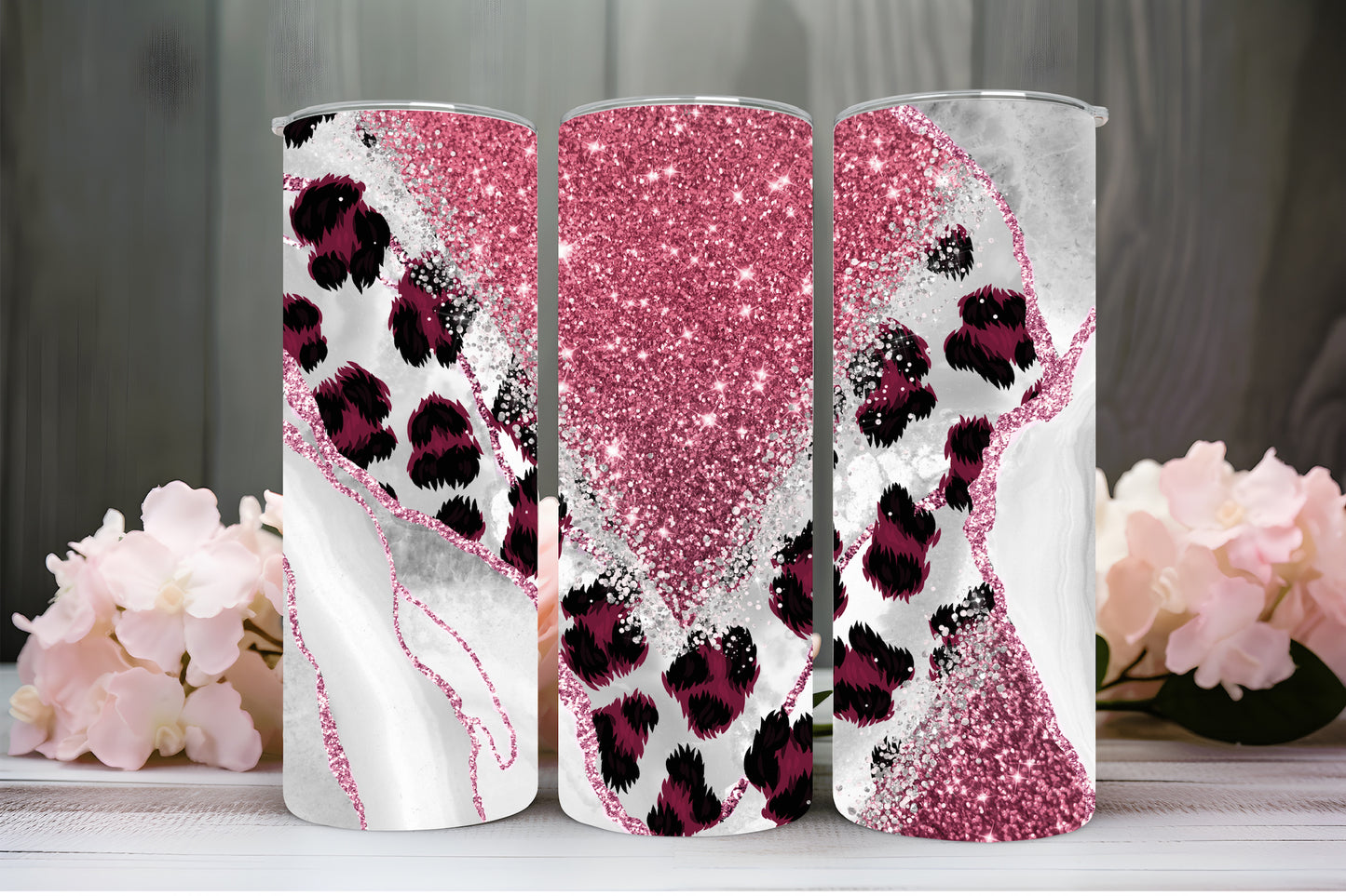Pink fancy leopard 20oz tumbler