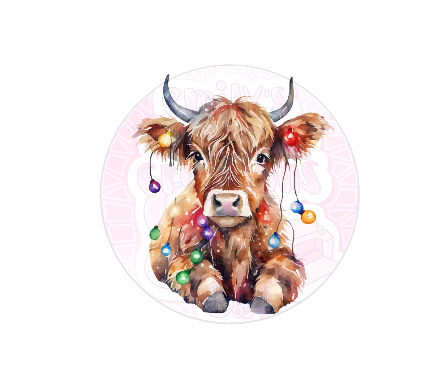 Highland cow Christmas lights | 20oz tumbler wrap | DIGITAL DOWNLOAD