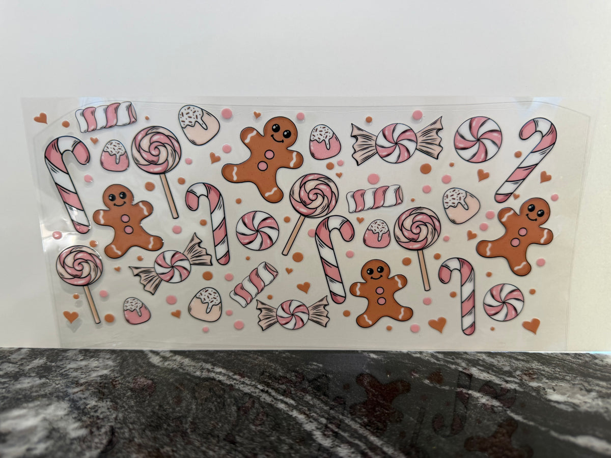 Pink gingerbread | 16oz UV DTF wrap