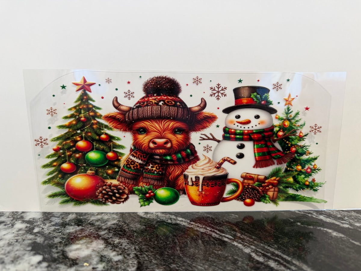 Highland & snowman | 16oz UV DTF wrap