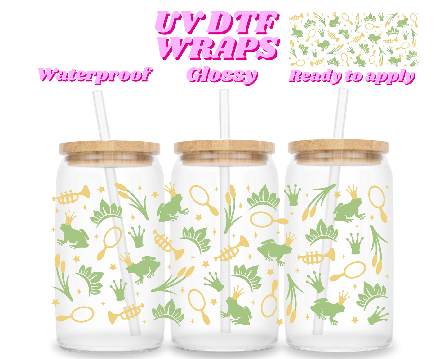 Green princess | UV DTF glass can wrap