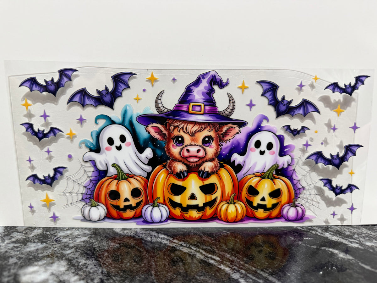 Spooky highland cow | 16oz UV DTF wrap