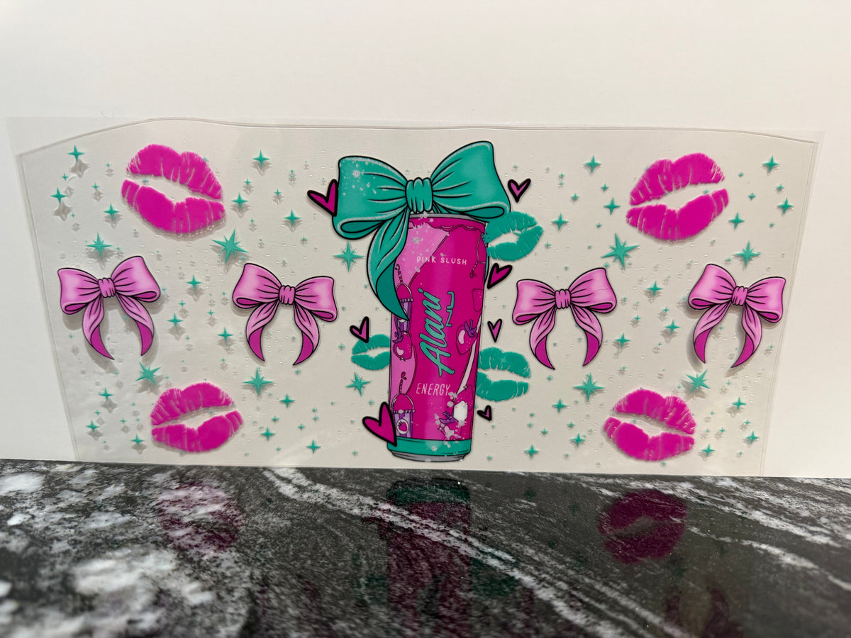 Pink slush with bows | 16oz UV DTF wrap