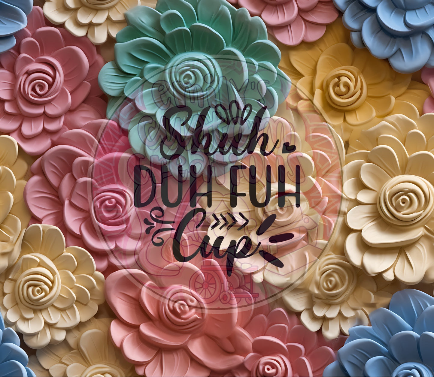Shu duh fuh cup 3D flowers | 20oz tumbler wrap