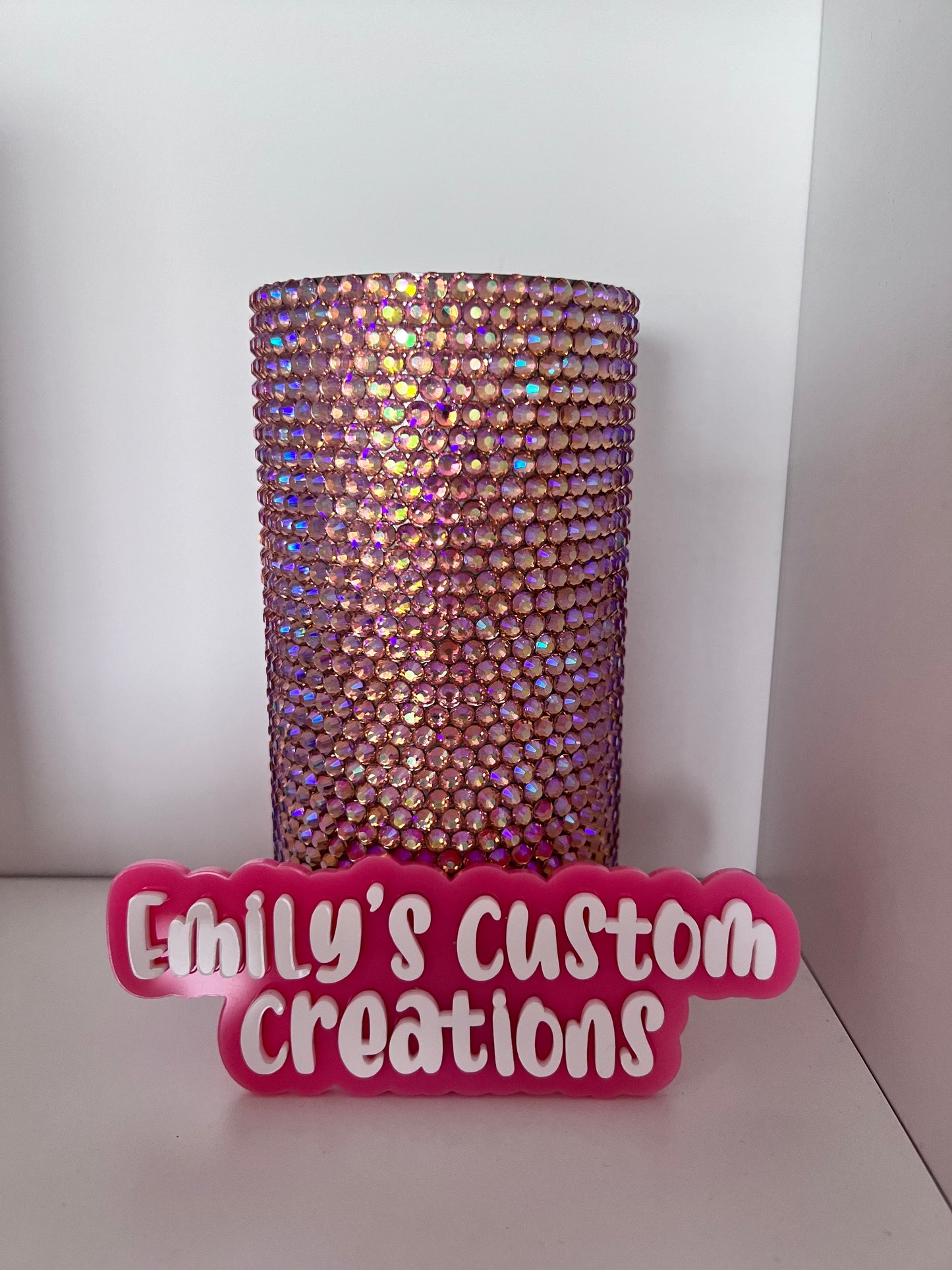 15oz rhinestone tumbler peach to purple colour shift