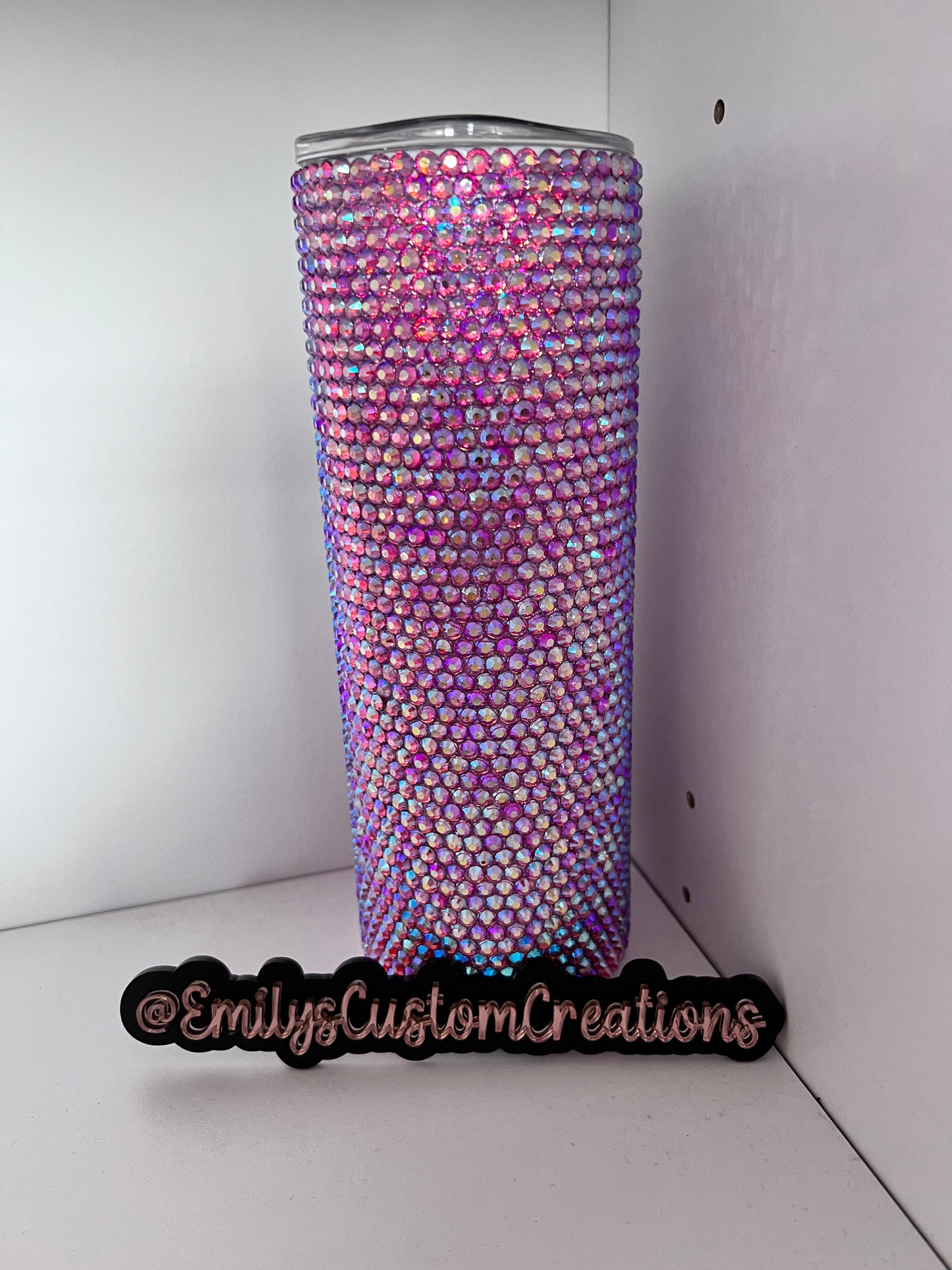 Pink/purple rhinestone tumbler