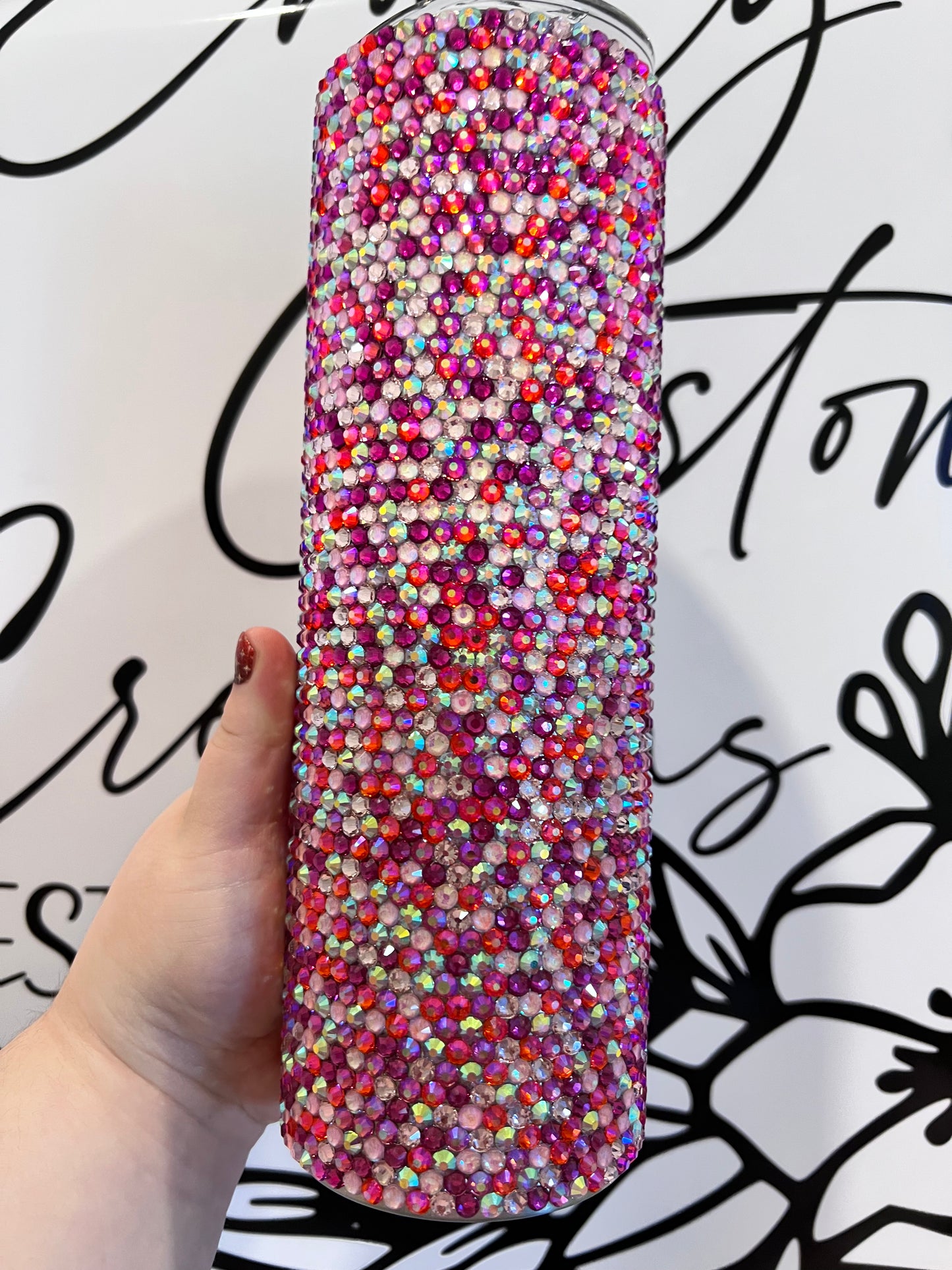 30oz pink rhinestone tumbler