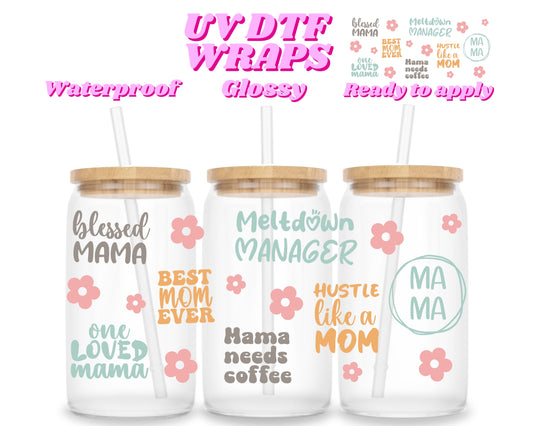 Mom quotes | UV DTF glass can wrap