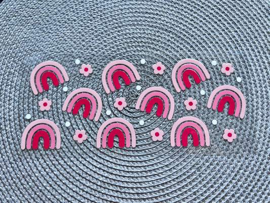 Pink rainbows | UV DTF glass can wrap