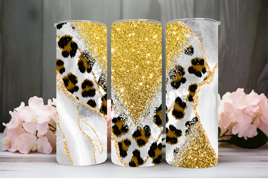 Gold fancy leopard 20oz tumbler