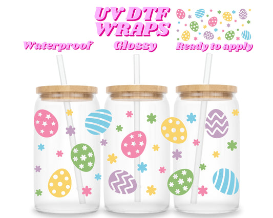 Easter eggs & flowers | UV DTF glass can wrap