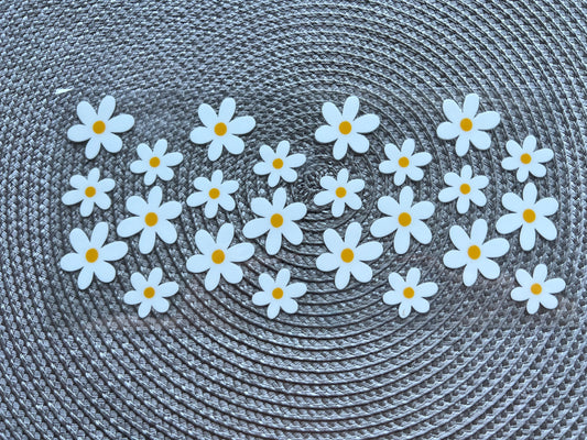 White daisies | UV DTF glass can wrap