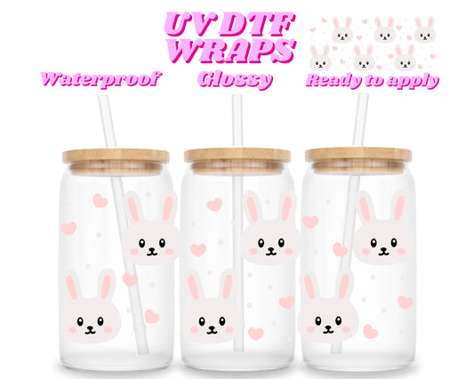 Bunnies | UV DTF glass can wrap