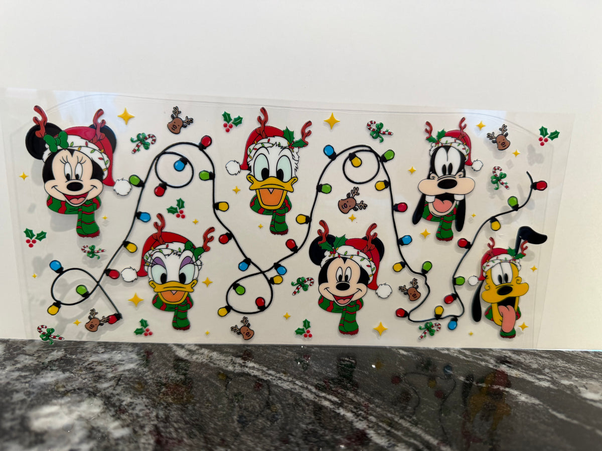 Mouse & friends Christmas lights | 16oz UV DTF wrap