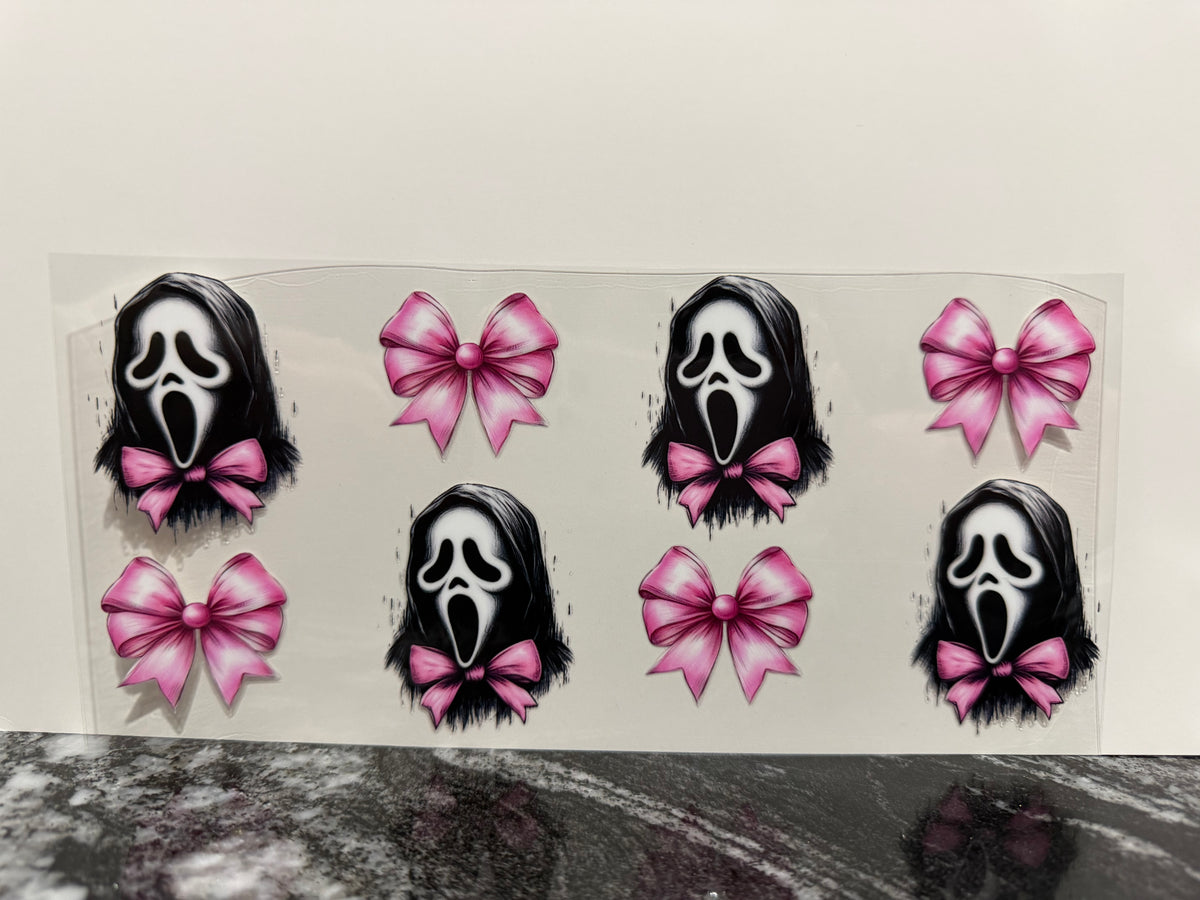 Pink bow ghost | 16oz UV DTF wrap