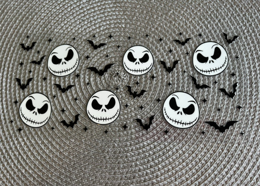Skeleton & bats | UV DTF 16oz glass can wrap
