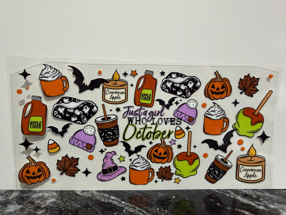 Just a girl who loves October | 16oz UV DTF wrap