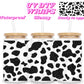 Sparkly black cow print | UV DTF glass can wrap