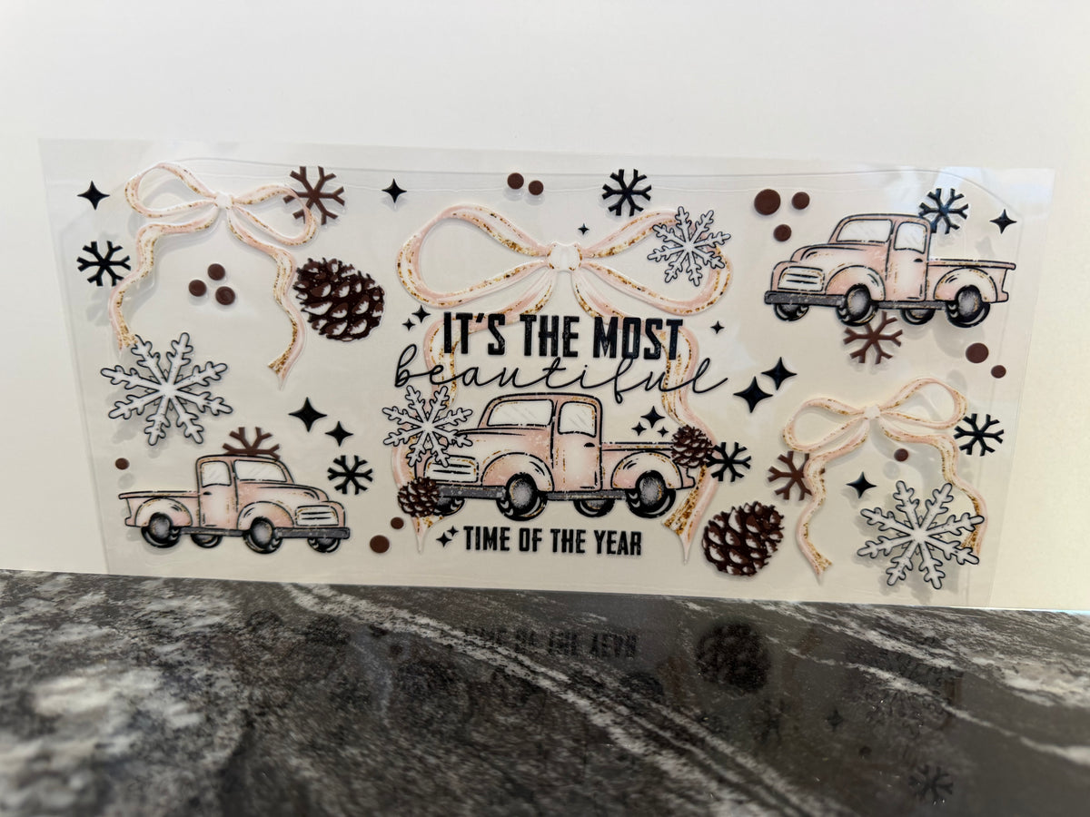 Pink/beige it’s the most wonderful time of the year | 16oz UV DTF wrap