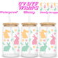 Pastel bunnies & flowers | UV DTF glass can wrap