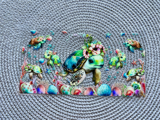 Sea turtle | UV DTF glass can wrap