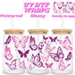 Pink & purple butterflies | UV DTF glass can wrap