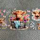 Floral highland cow |UV DTF 16oz glass can wrap