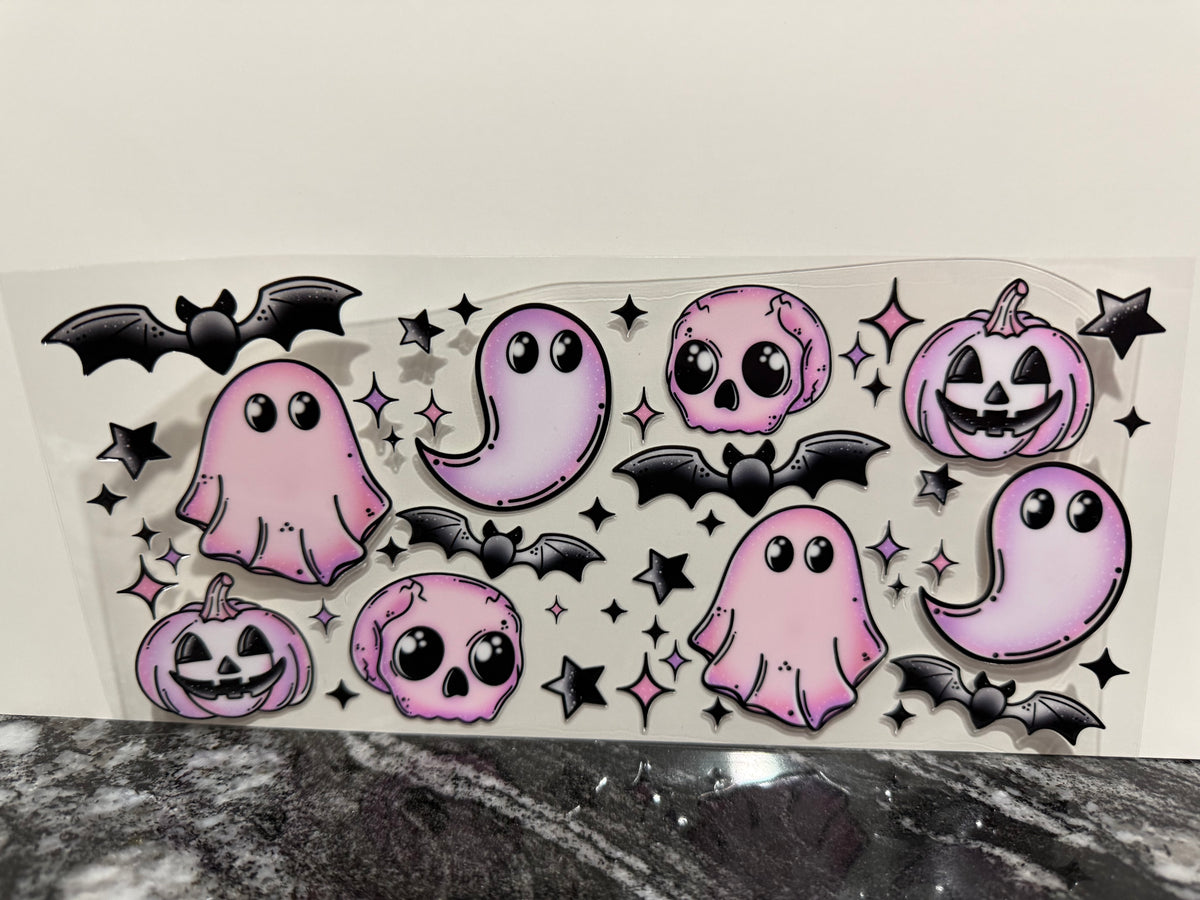 Pink & purple ghosts | 16oz UV DTF wrap