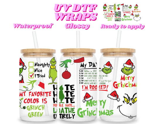 Grump | UV DTF glass can wrap