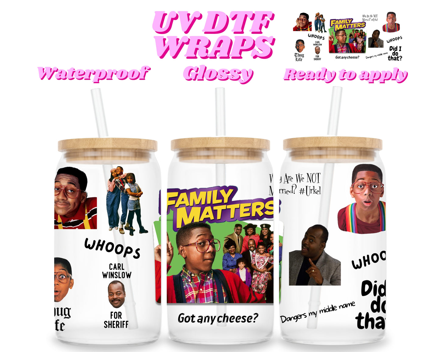 Family | UV DTF glass can wrap