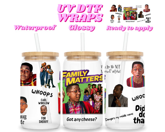 Family | UV DTF glass can wrap