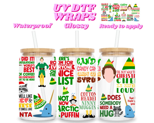 Christmas | UV DTF glass can wrap