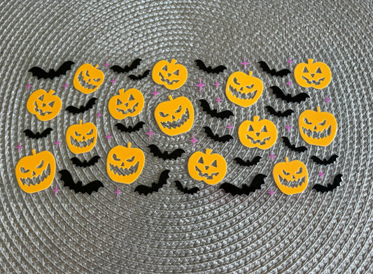 Pumpkins & bats | UV DTF 16oz glass can wrap