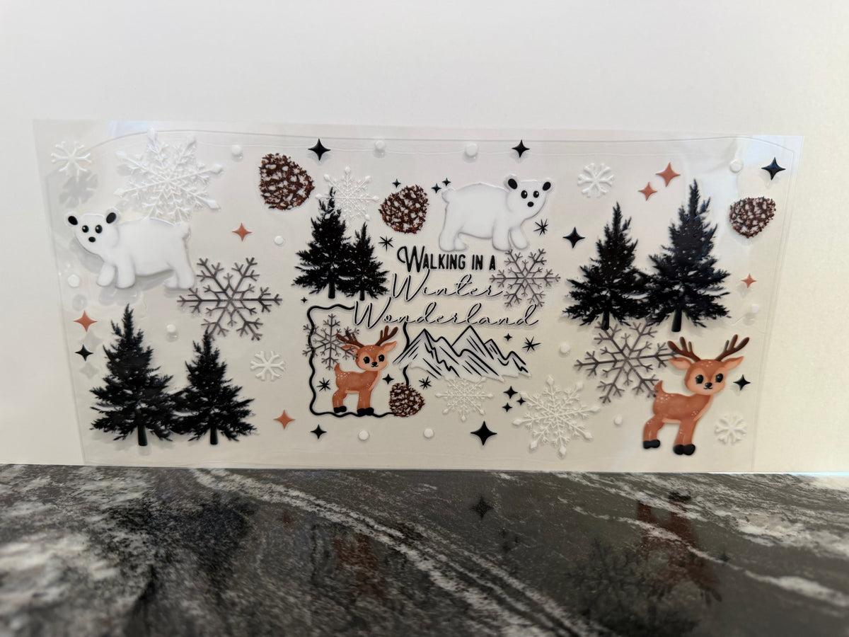 Black snowflakes & trees | 16oz UV DTF wrap