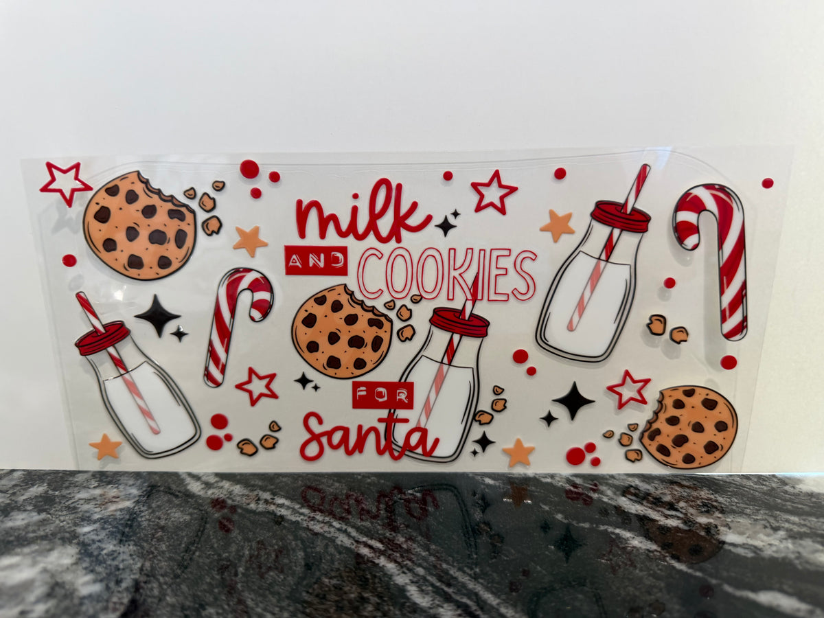 Milk & cookies for Santa | 16oz UV DTF wrap