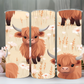 Baby highland cow with white flowers 20oz tumbler
