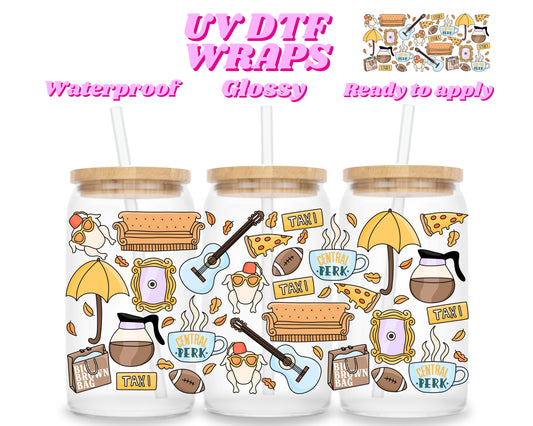Friend icons | UV DTF glass can wrap