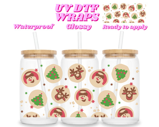Christmas cookies | UV DTF glass can wrap