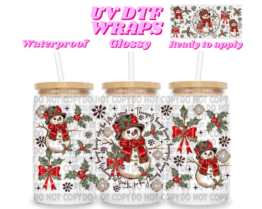 Snowman | UV DTF glass can wrap