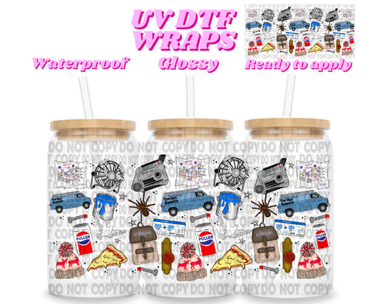 Christmas home icons | UV DTF glass can wrap