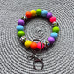 Rainbow leopard beaded wristlet
