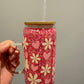 pink mama 16oz glass can with handle snowglobe