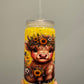 Yellow highland cow 16oz acrylic can snowglobe