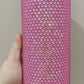 Neon pink rhinestone tumbler