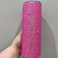 Neon pink rhinestone tumbler